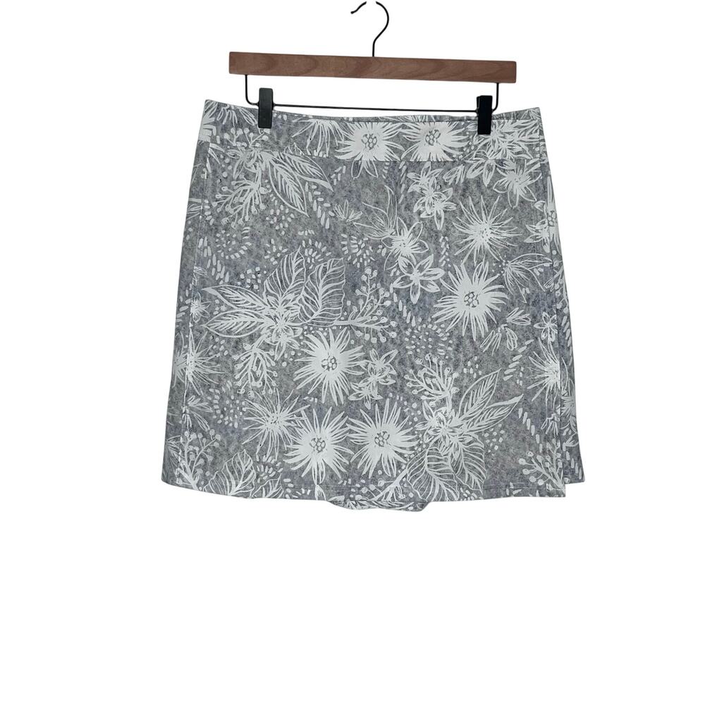 RipSkirt Hawaii Gray White Tropical Floral Wrap Skirt Size Large